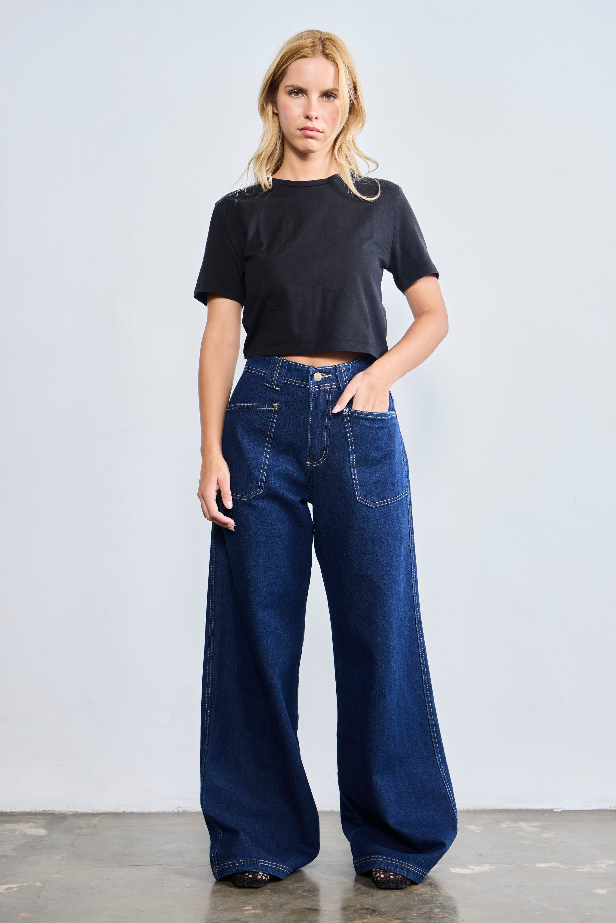 Jeans Wide Leg HUELEMU azul oscuro – Katto jeans
