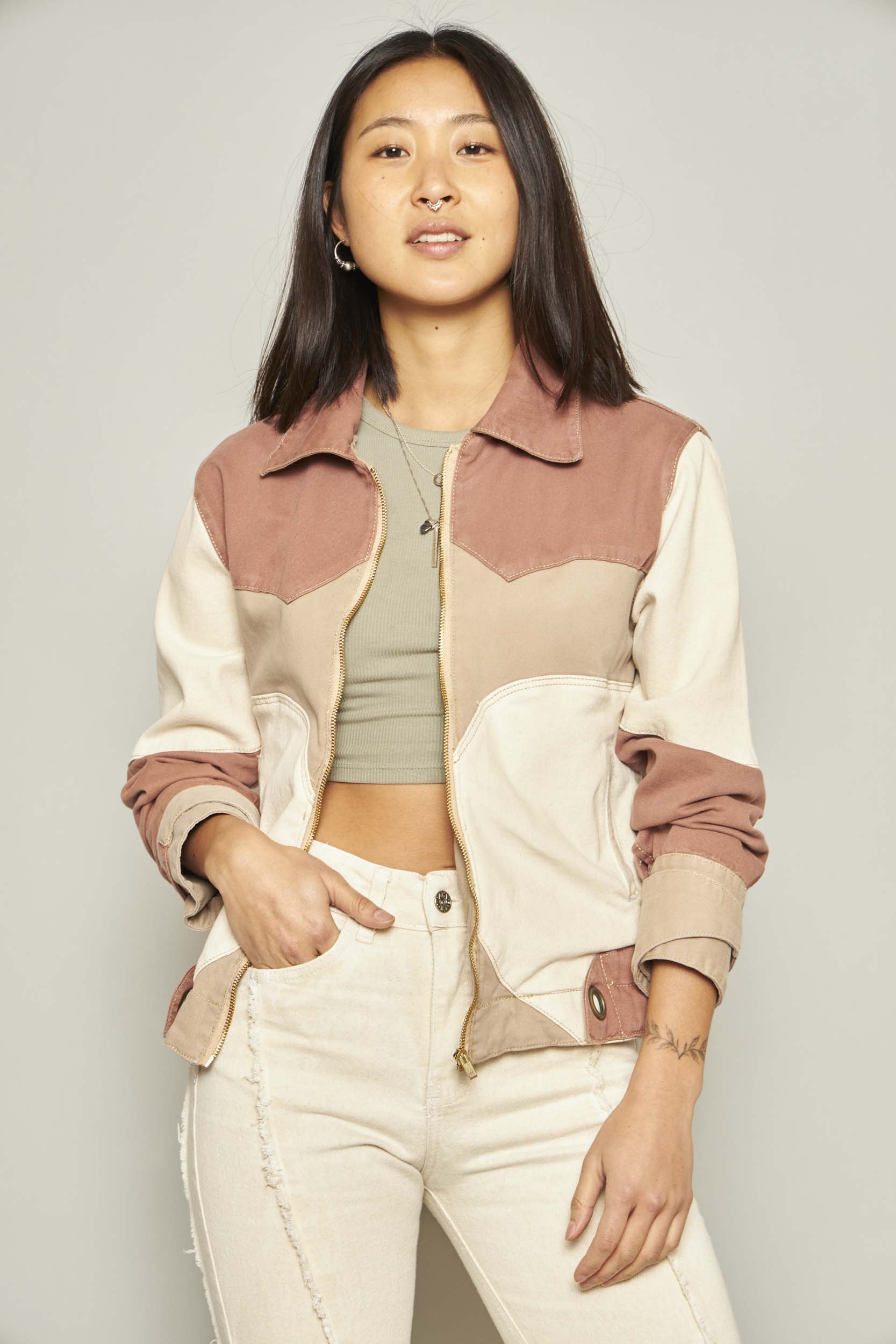Chaqueta PERLA beige tricolor