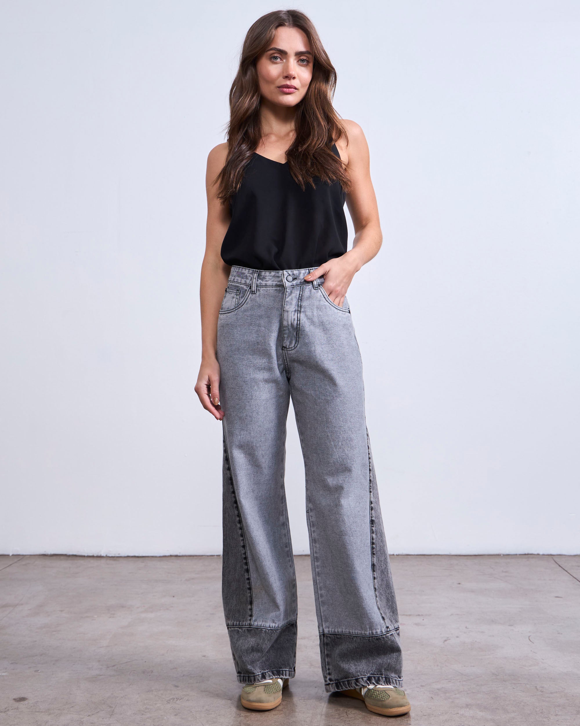 Jeans wide leg CHACAY gris