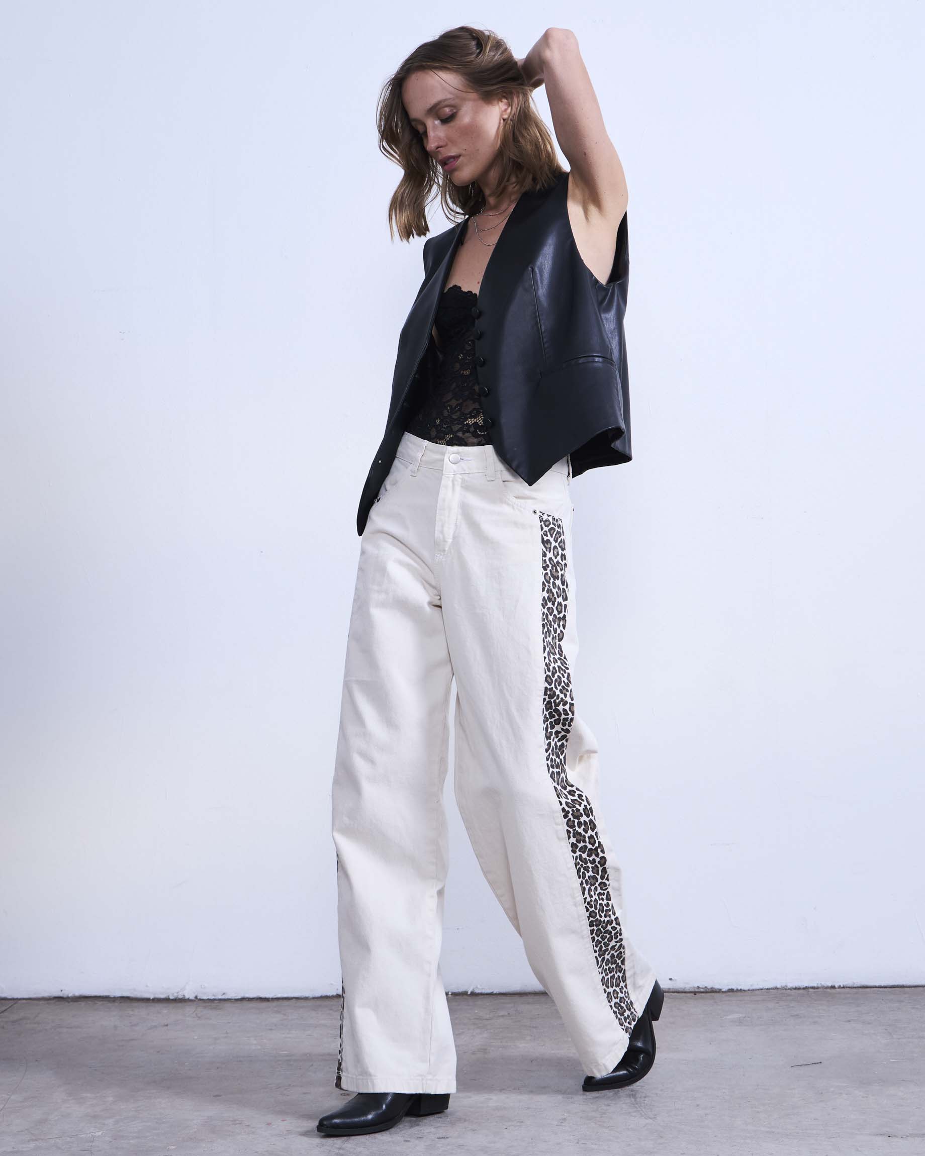 Jeans Wide Leg Jaña crudo / chita