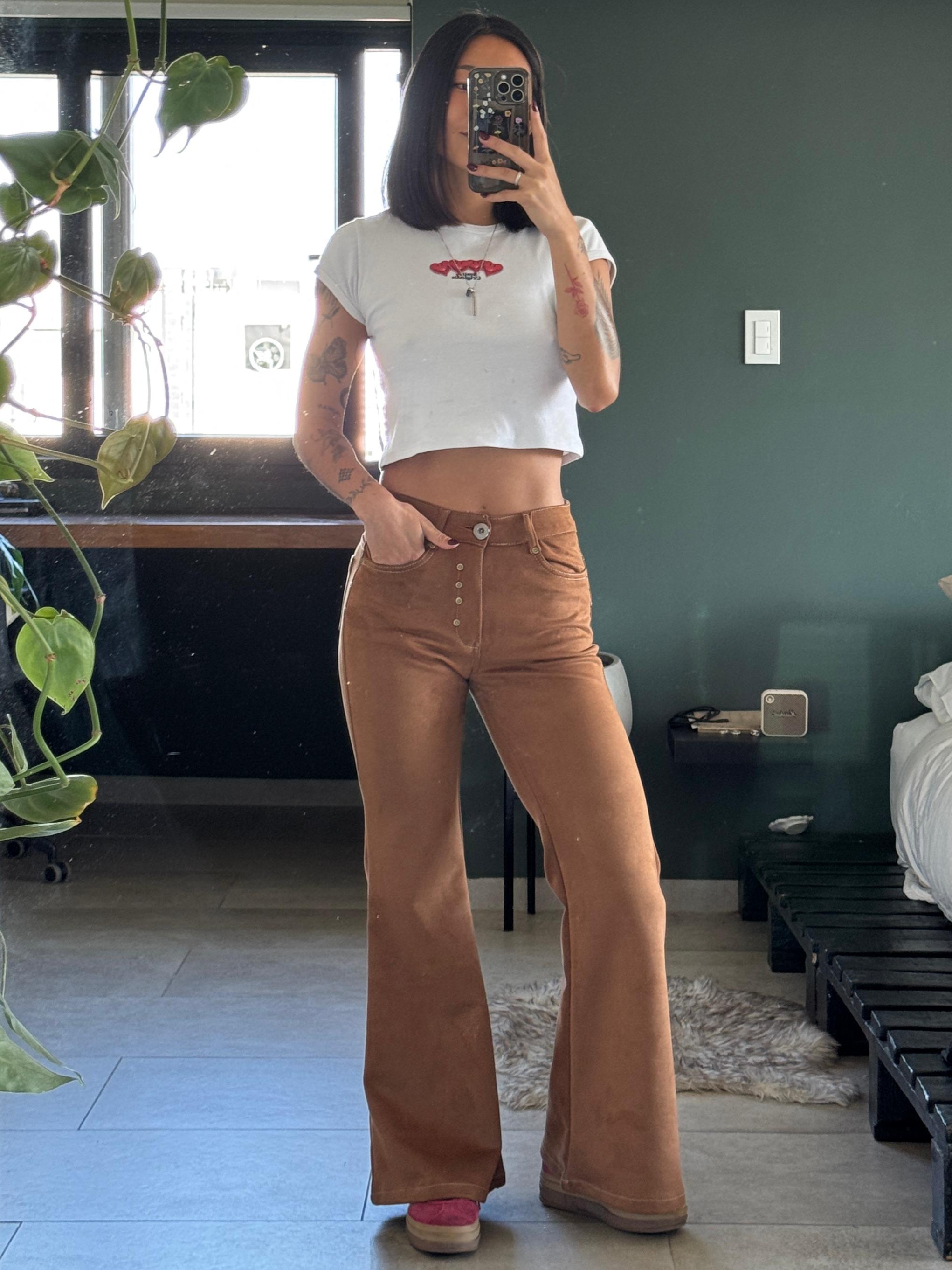 Pantalon Flare Gamuza camel